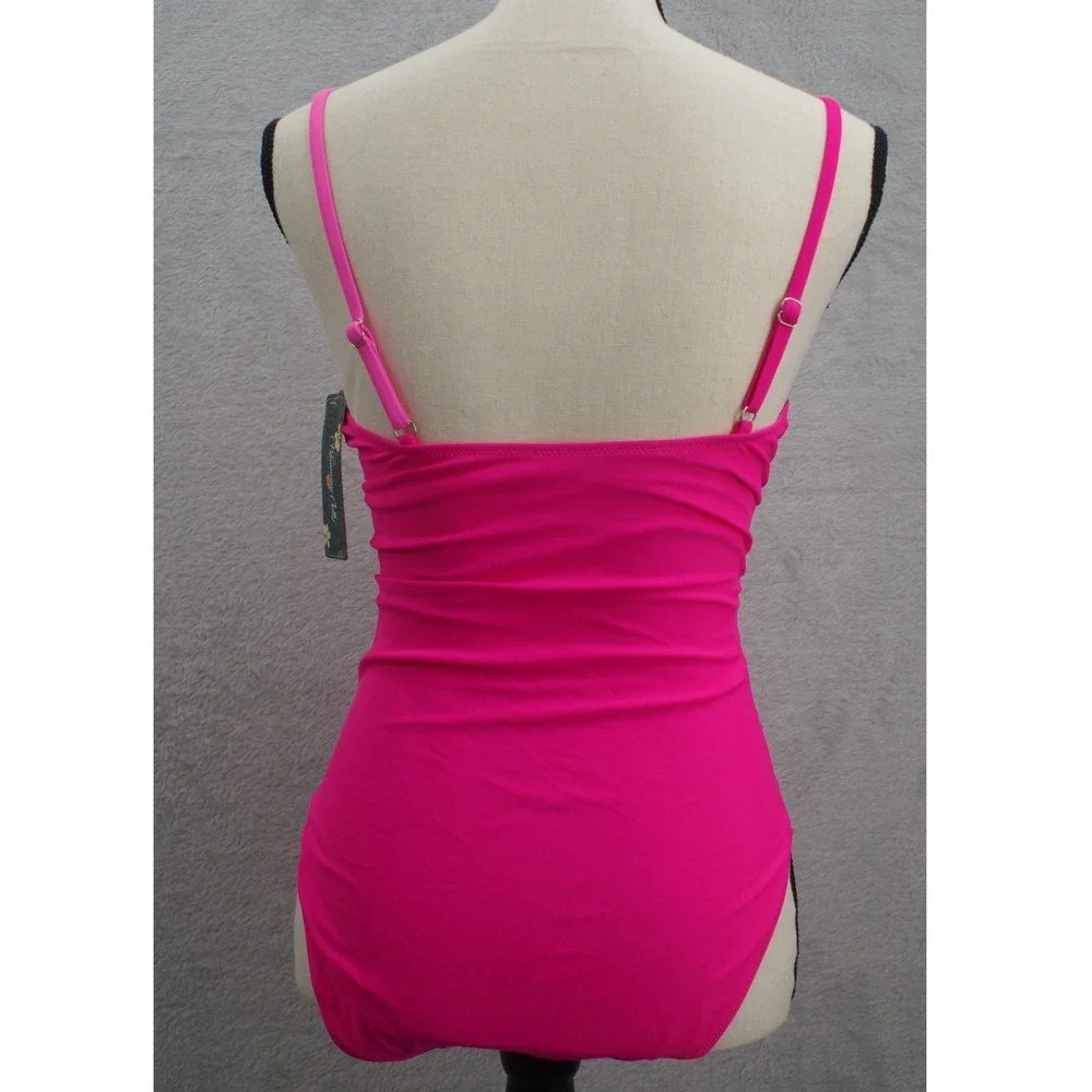 Blooming Jelly Womens Pink Colorblock Cutout Ruched One Piece Swimsuit Med NWT